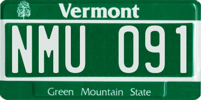 VT license plate NMU091