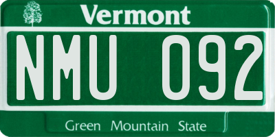 VT license plate NMU092