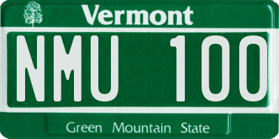 VT license plate NMU100