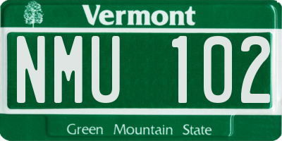 VT license plate NMU102