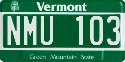 VT license plate NMU103