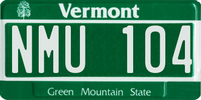 VT license plate NMU104