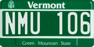 VT license plate NMU106