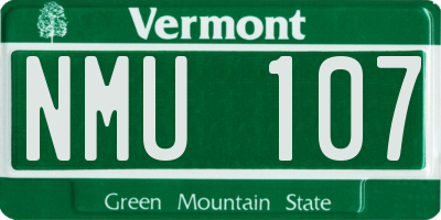 VT license plate NMU107