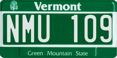 VT license plate NMU109