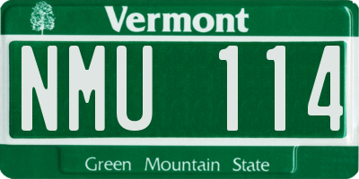 VT license plate NMU114