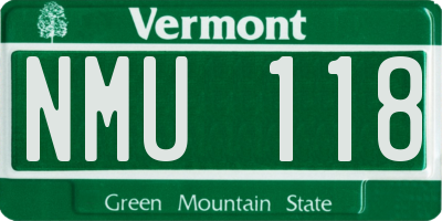 VT license plate NMU118