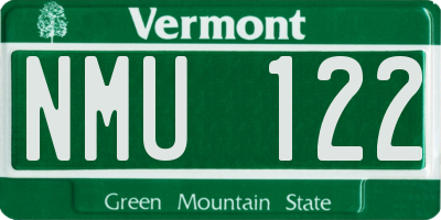 VT license plate NMU122