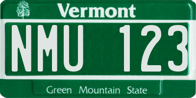 VT license plate NMU123