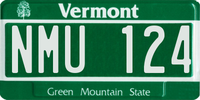 VT license plate NMU124