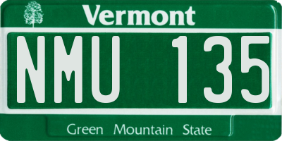 VT license plate NMU135