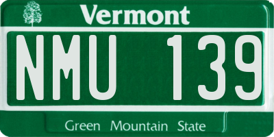 VT license plate NMU139