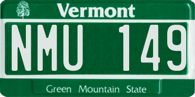 VT license plate NMU149