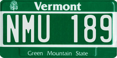 VT license plate NMU189
