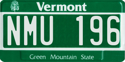 VT license plate NMU196