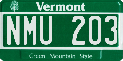 VT license plate NMU203