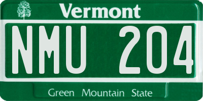VT license plate NMU204