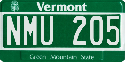 VT license plate NMU205