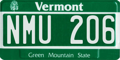VT license plate NMU206