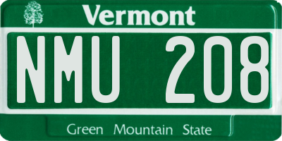 VT license plate NMU208