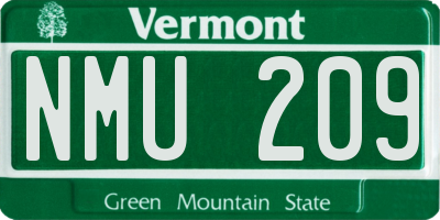 VT license plate NMU209