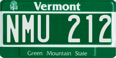VT license plate NMU212