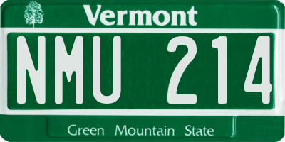 VT license plate NMU214