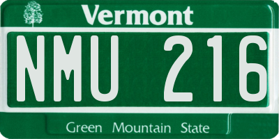 VT license plate NMU216
