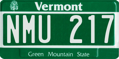 VT license plate NMU217