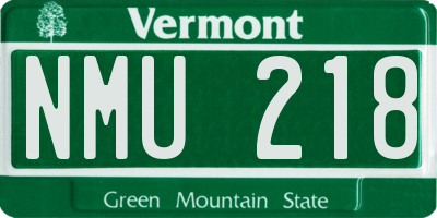 VT license plate NMU218