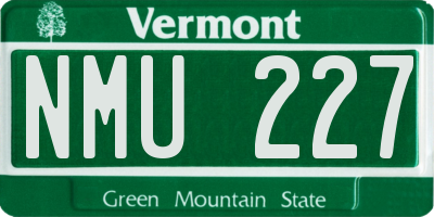 VT license plate NMU227