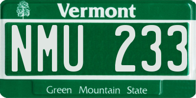 VT license plate NMU233