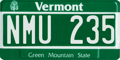 VT license plate NMU235