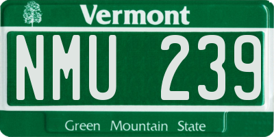 VT license plate NMU239