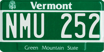 VT license plate NMU252