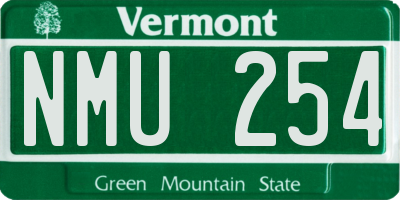 VT license plate NMU254