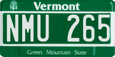 VT license plate NMU265