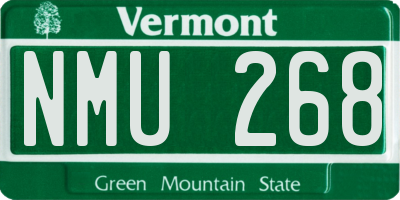 VT license plate NMU268