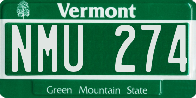 VT license plate NMU274