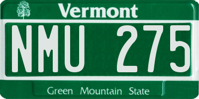 VT license plate NMU275