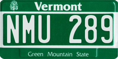 VT license plate NMU289