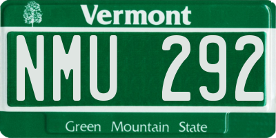VT license plate NMU292