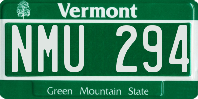 VT license plate NMU294