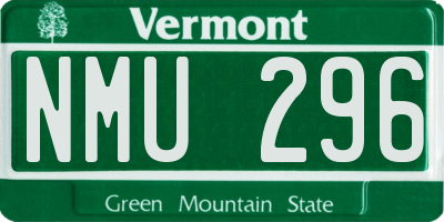 VT license plate NMU296