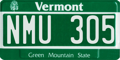 VT license plate NMU305