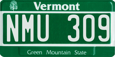 VT license plate NMU309