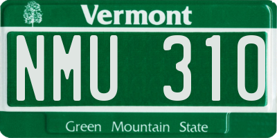 VT license plate NMU310
