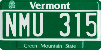 VT license plate NMU315