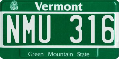 VT license plate NMU316