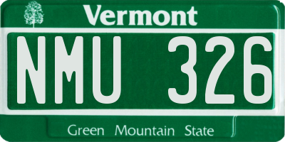 VT license plate NMU326